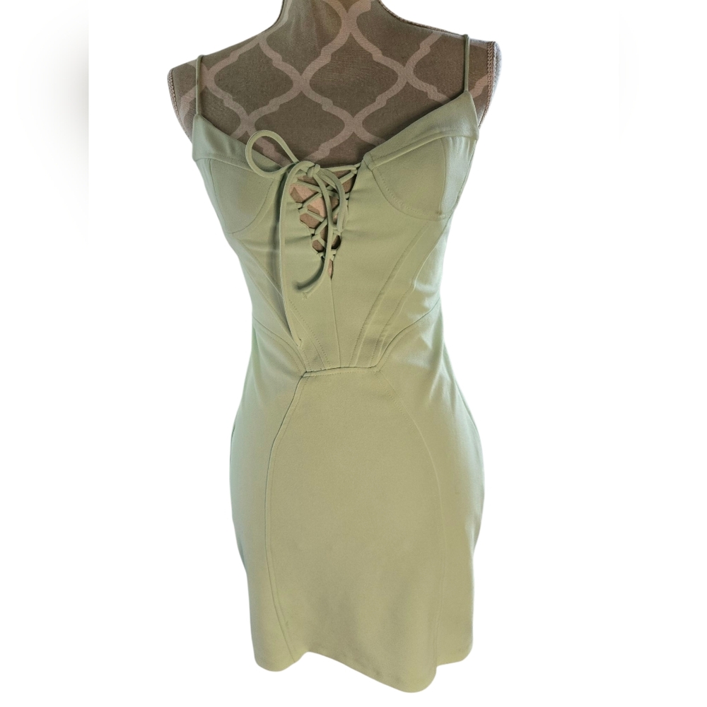 Zara Green Mini Dress with Corset Lace-Up